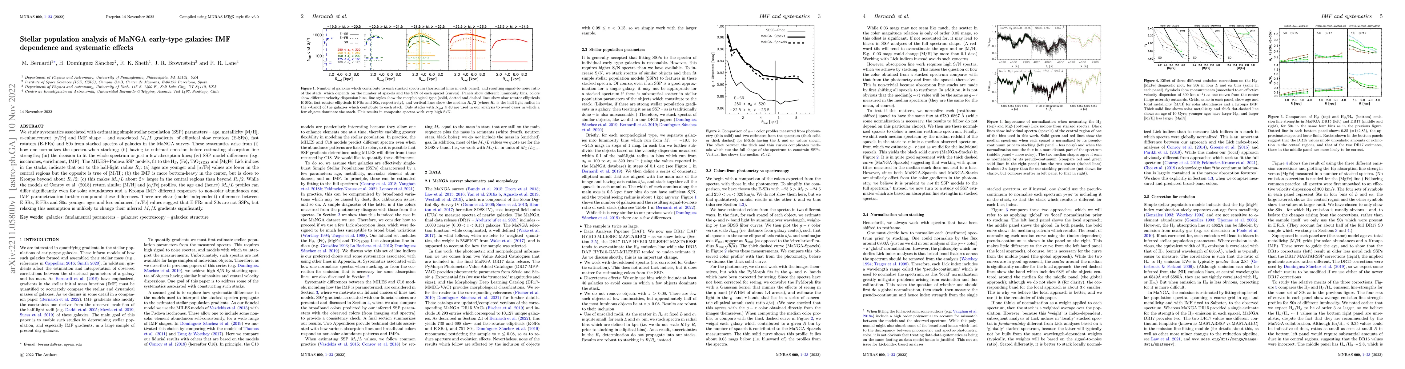 Thumbnail for Stellar population analysis of MaNGA early-type galaxies: IMF dependence
  and systematic effects