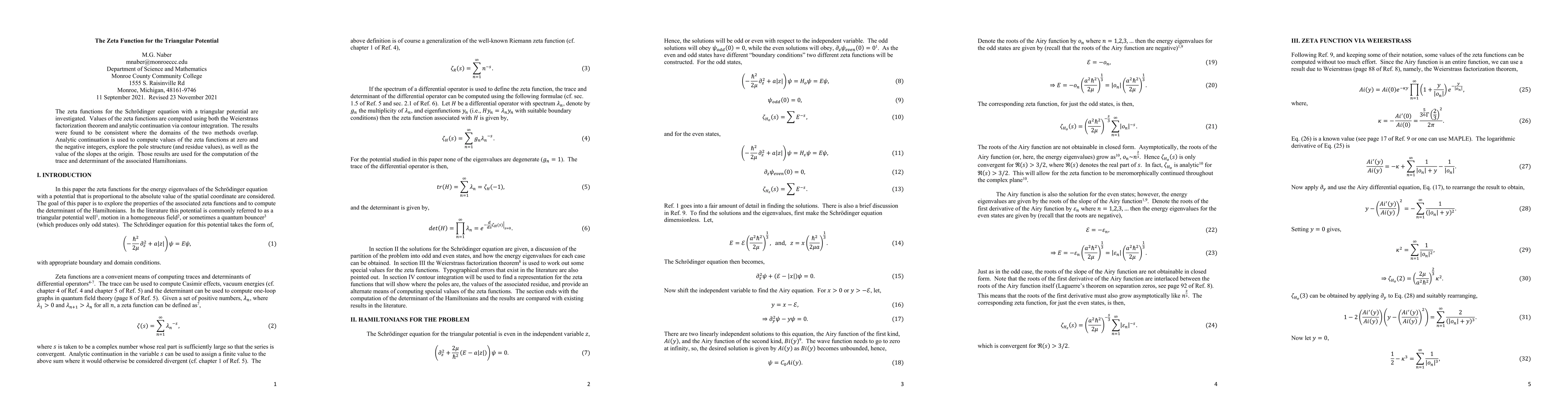 Thumbnail for The Zeta Function for the Triangular Potential
