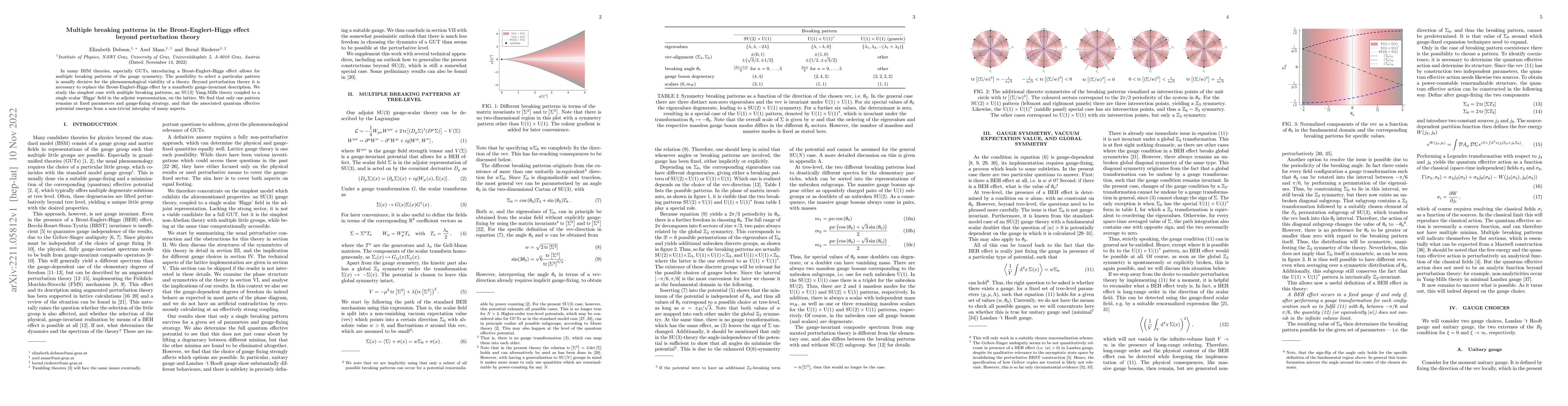 Thumbnail for Multiple breaking patterns in the Brout-Englert-Higgs effect beyond
  perturbation theory