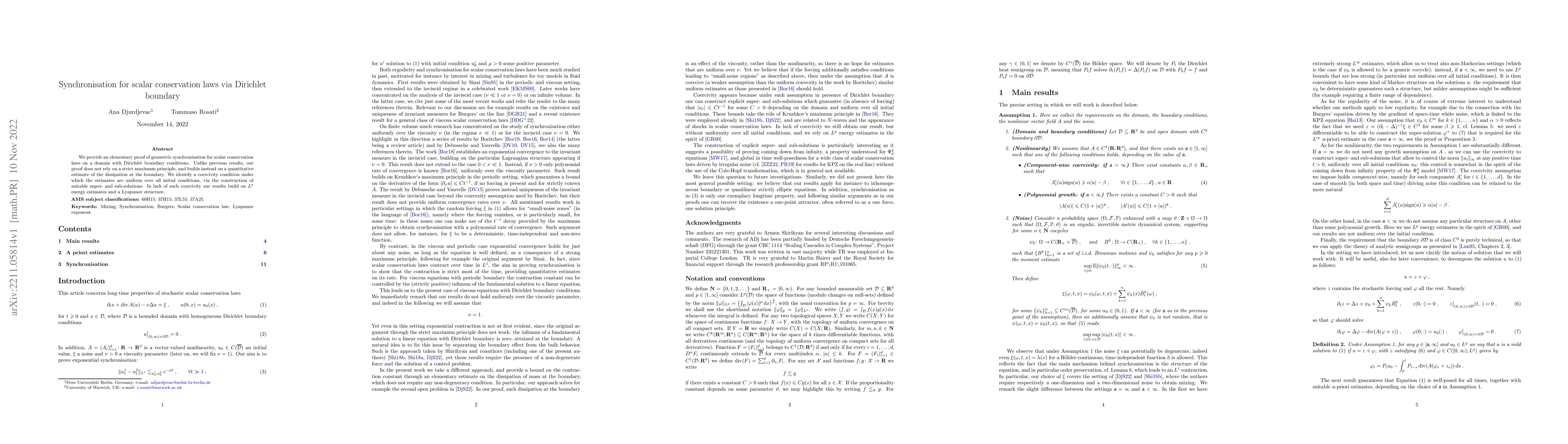 Thumbnail for Synchronisation for scalar conservation laws via Dirichlet boundary