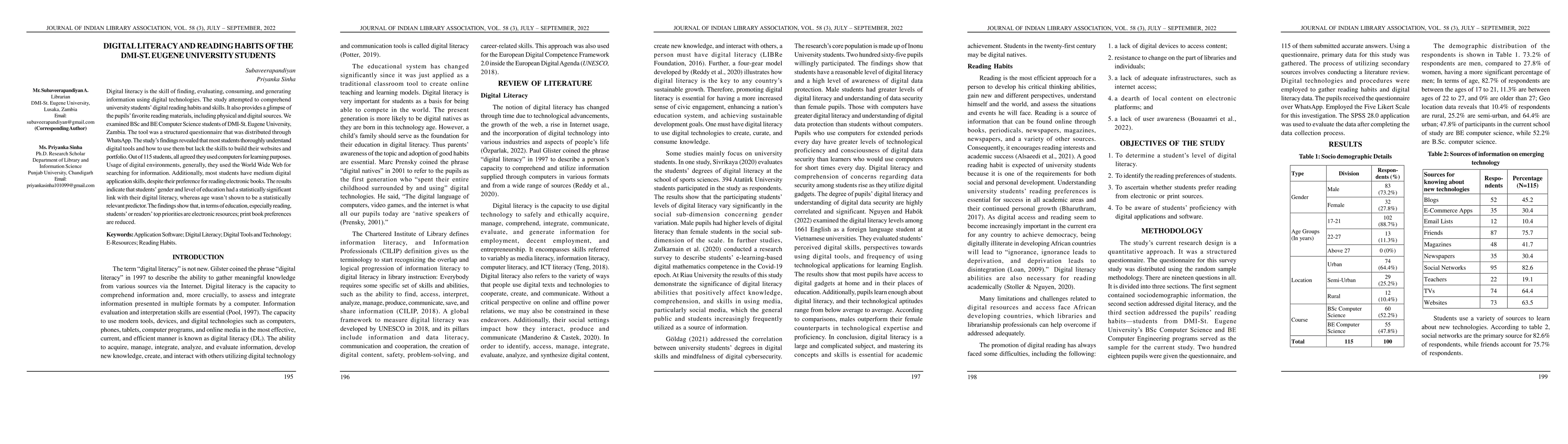 Thumbnail for Digital Literacy and Reading Habits of The DMI-St. Eugene University
  Students
