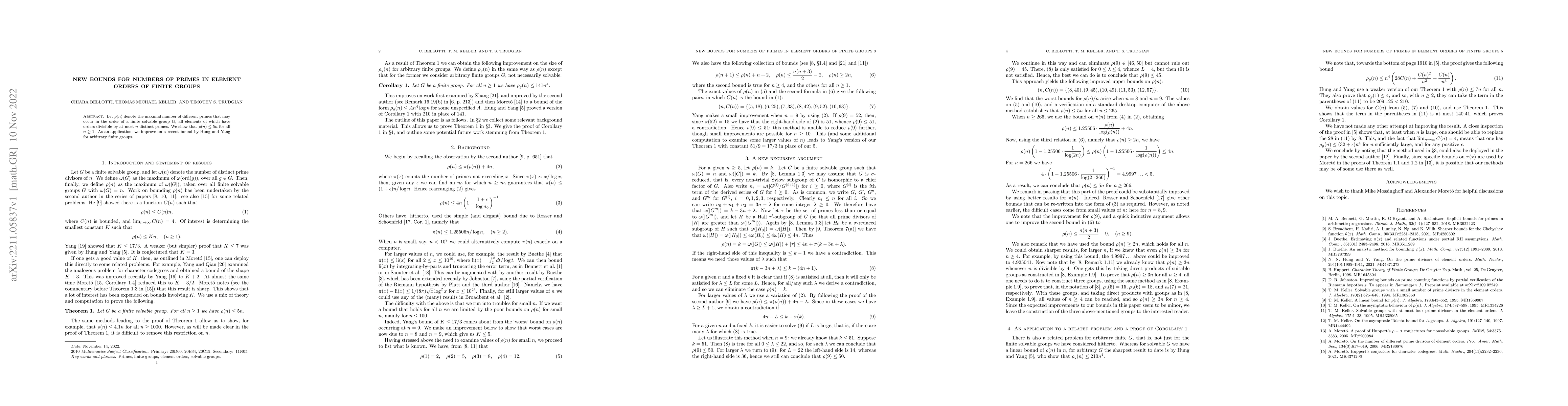 Thumbnail for New bounds for numbers of primes in element orders of finite groups