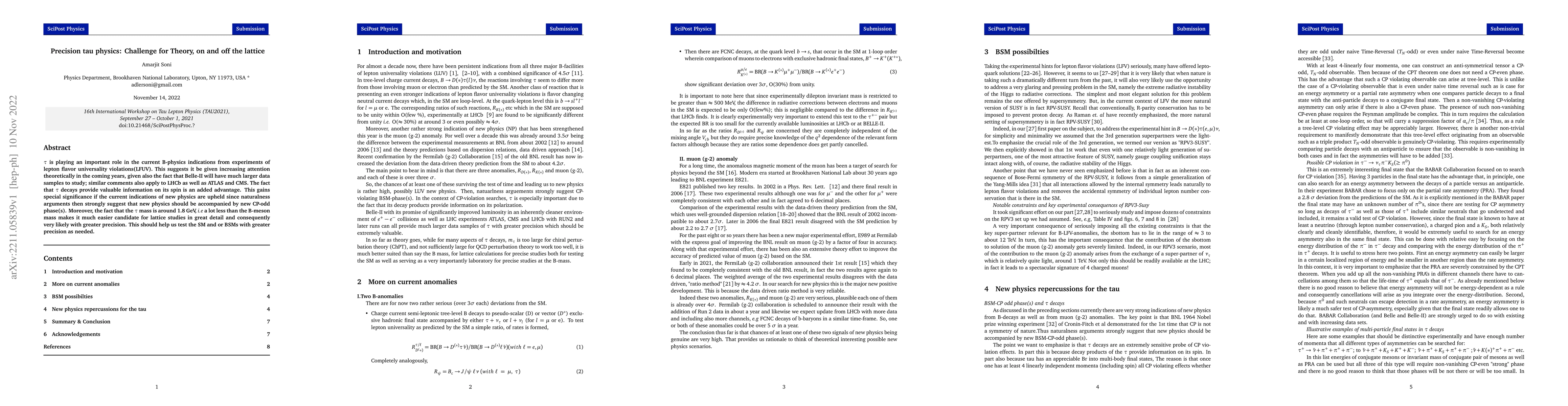 Thumbnail for Precision tau physics: Challenge for Theory, on and off the lattice
