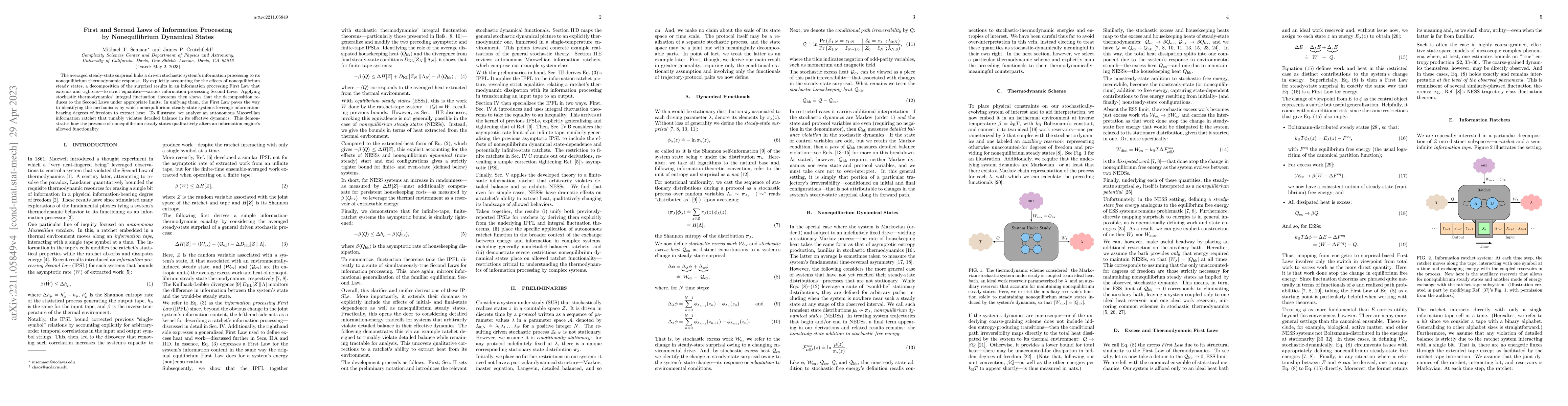 Thumbnail for First and Second Laws of Information Processing by Nonequilibrium
  Dynamical States