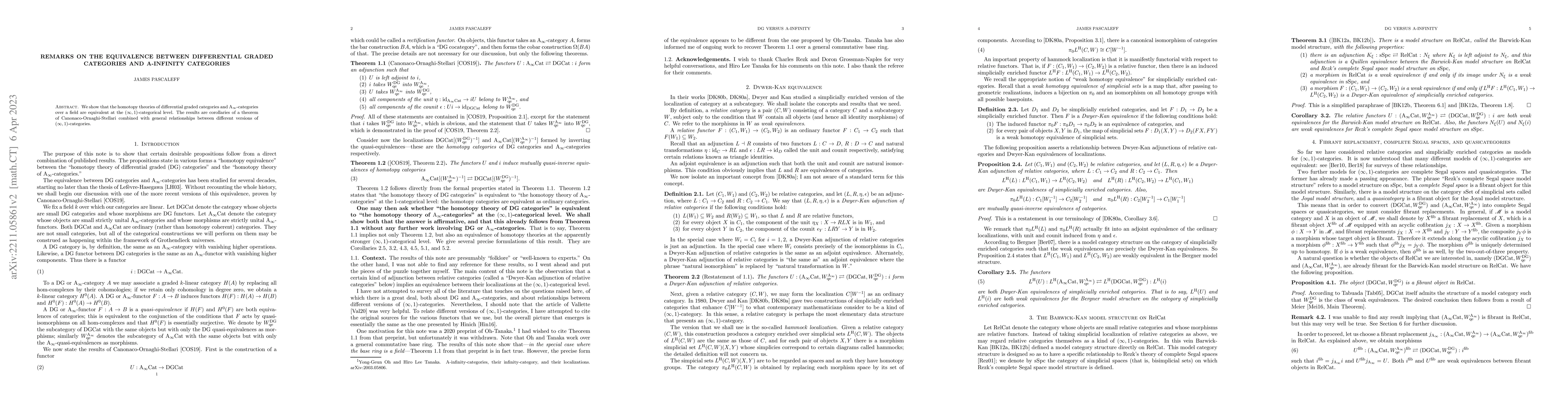 Thumbnail for Remarks on the equivalence between differential graded categories and
  A-infinity categories