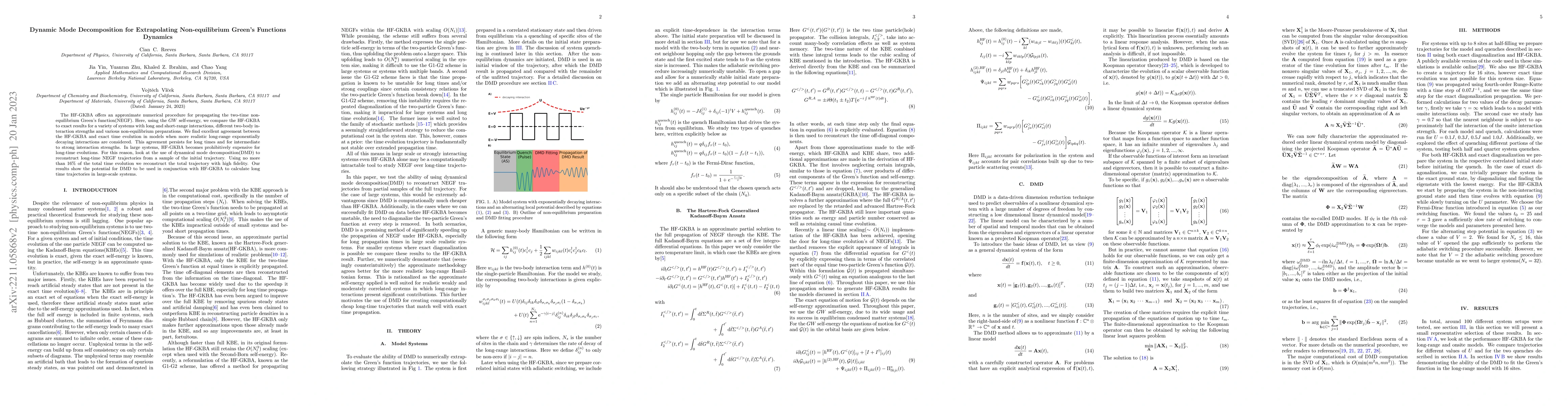 Thumbnail for Dynamic Mode Decomposition for Extrapolating Non-equilibrium Green's
  Functions Dynamics