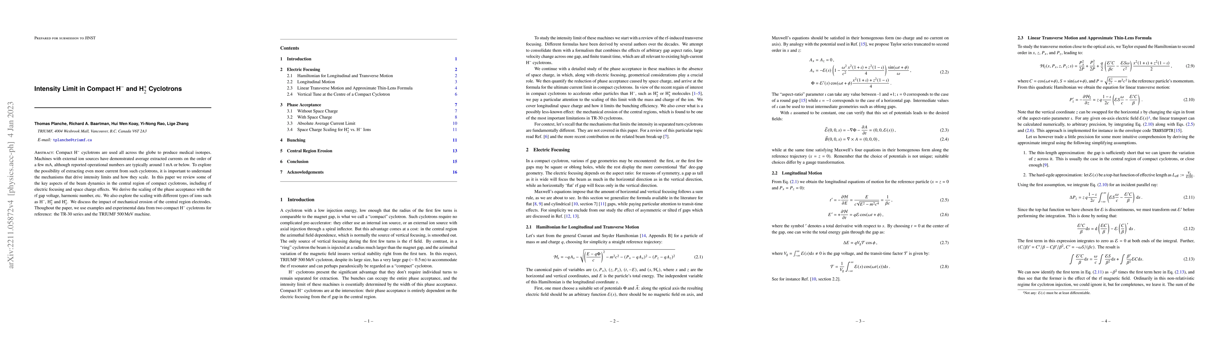 Thumbnail for Intensity Limit in Compact H$^-$ and H$_2^+$ Cyclotrons