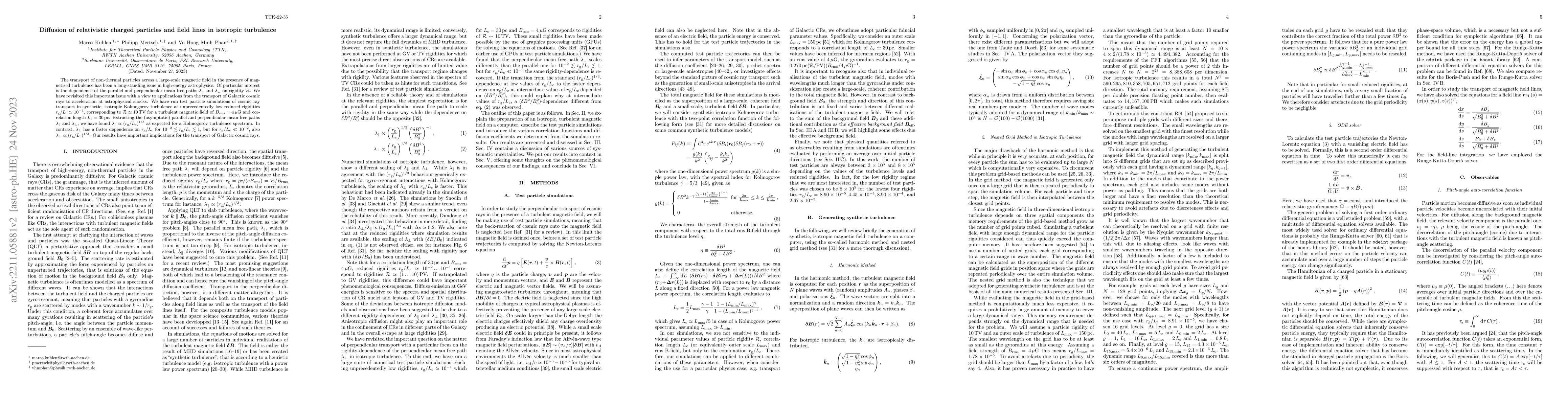 Thumbnail for Diffusion of relativistic charged particles and field lines in isotropic
  turbulence