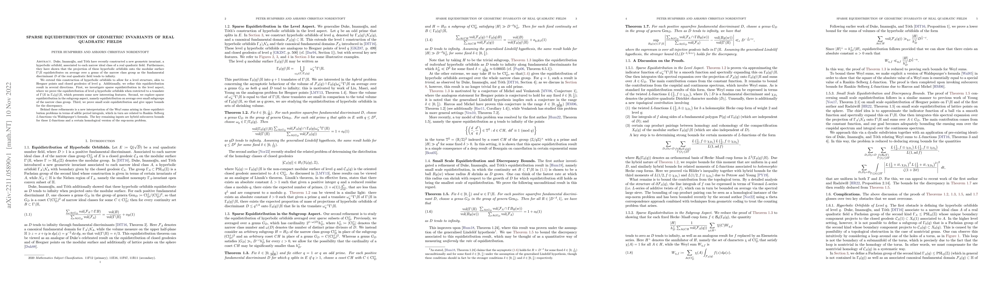 Thumbnail for Sparse Equidistribution of Geometric Invariants of Real Quadratic Fields