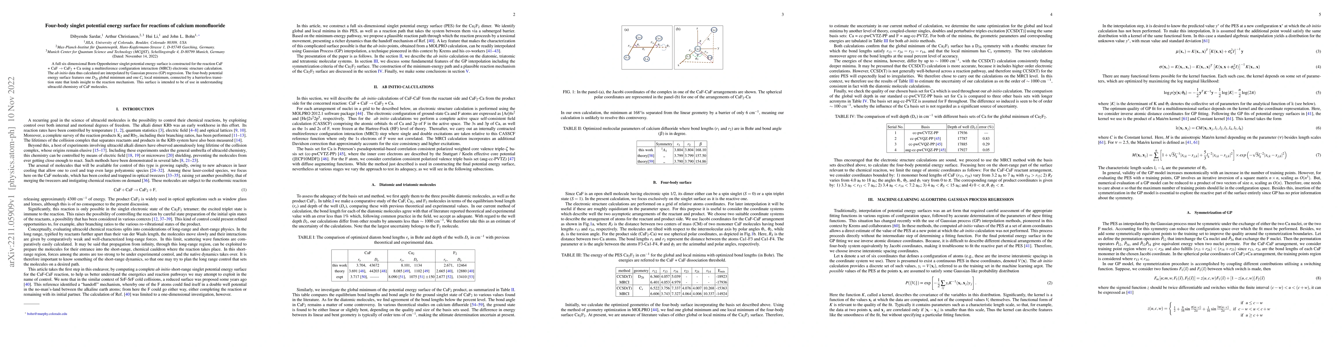 Thumbnail for Four-body singlet potential energy surface for reactions of calcium
  monofluoride