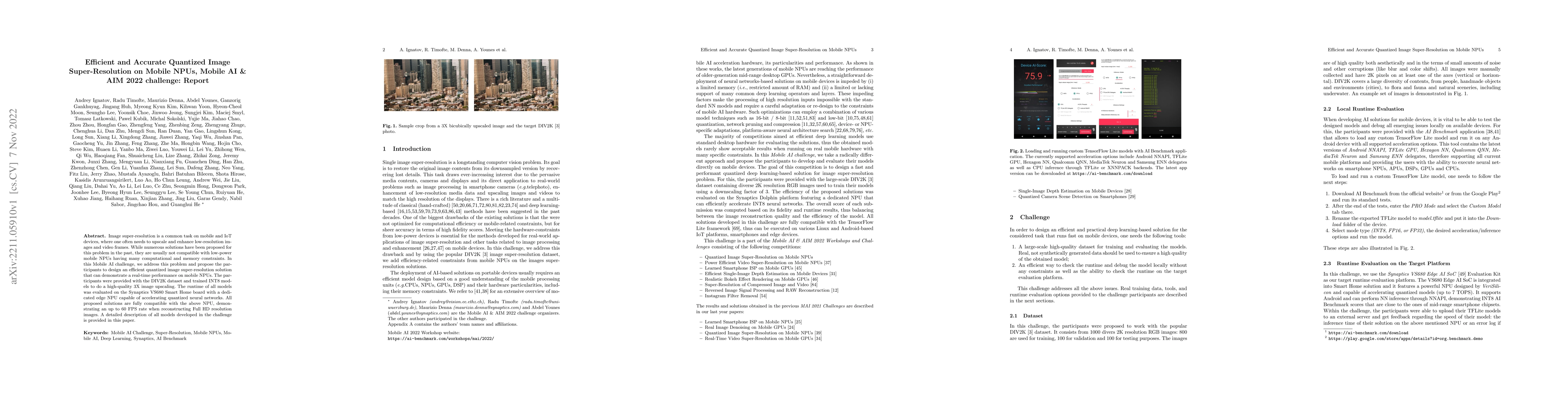 Thumbnail for Efficient and Accurate Quantized Image Super-Resolution on Mobile NPUs,
  Mobile AI & AIM 2022 challenge: Report