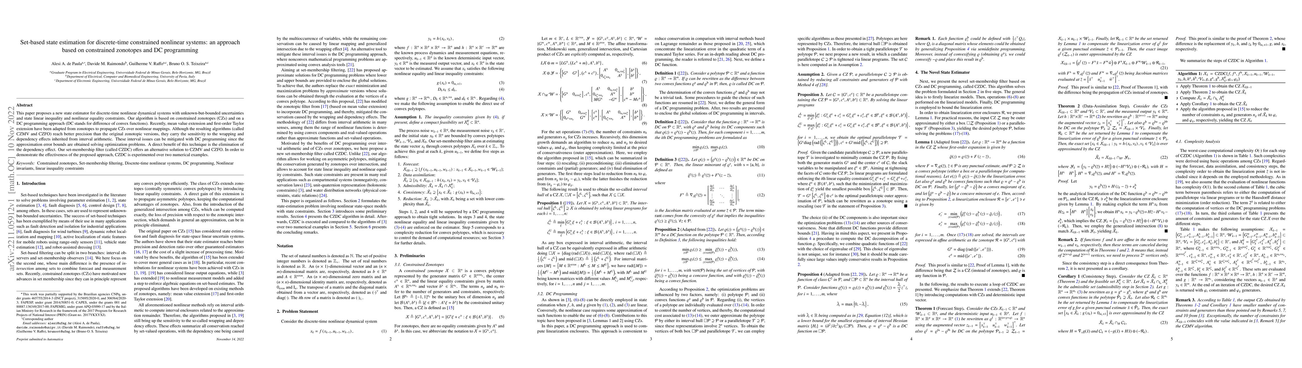 Thumbnail for Set-based state estimation for discrete-time constrained nonlinear
  systems: an approach based on constrained zonotopes and DC programming