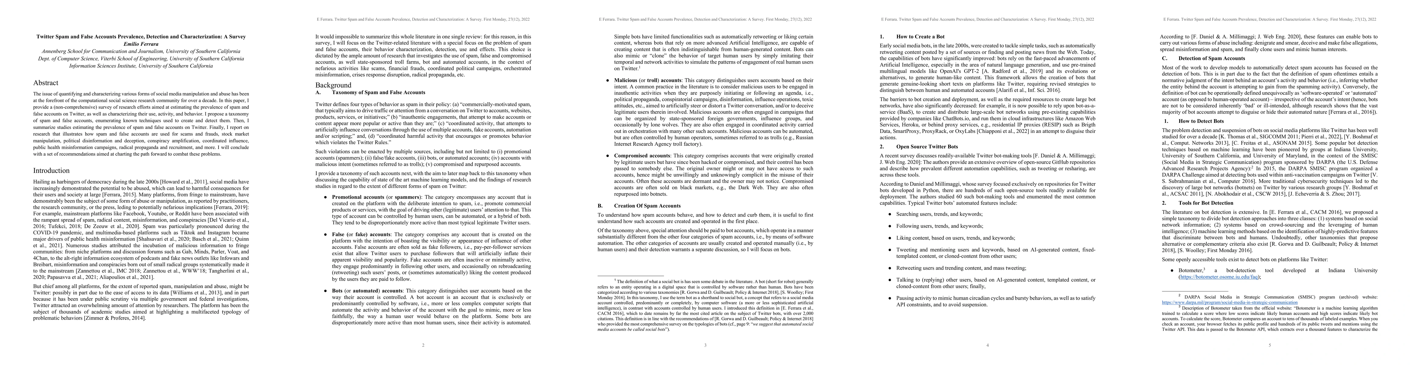 Thumbnail for Twitter Spam and False Accounts Prevalence, Detection and
  Characterization: A Survey