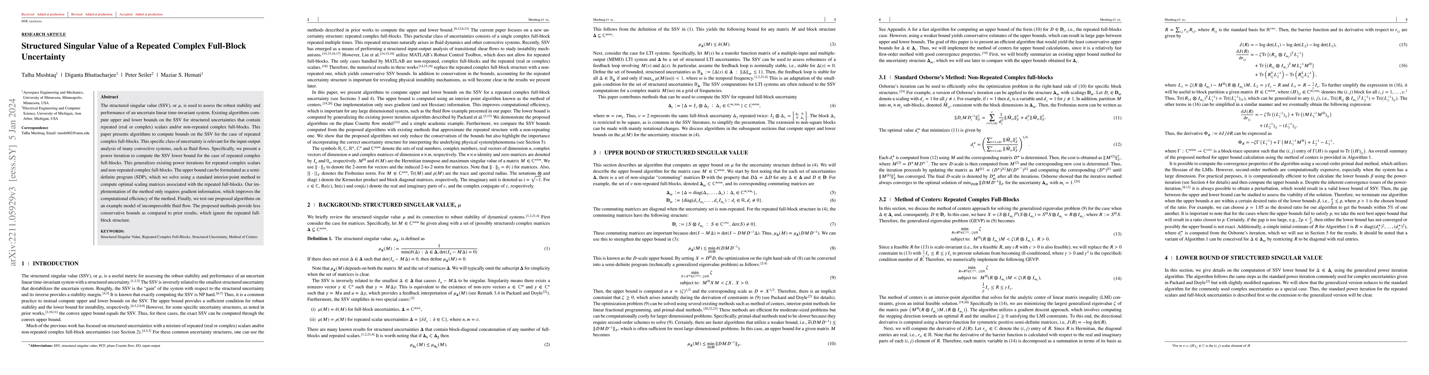 Thumbnail for Structured Singular Value of a Repeated Complex Full-Block Uncertainty