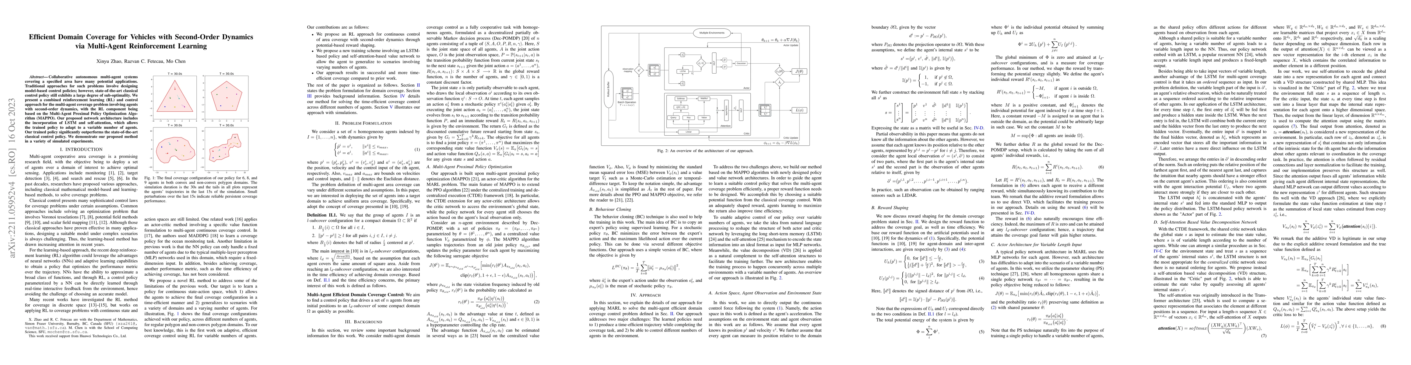 Thumbnail for Efficient Domain Coverage for Vehicles with Second-Order Dynamics via
  Multi-Agent Reinforcement Learning