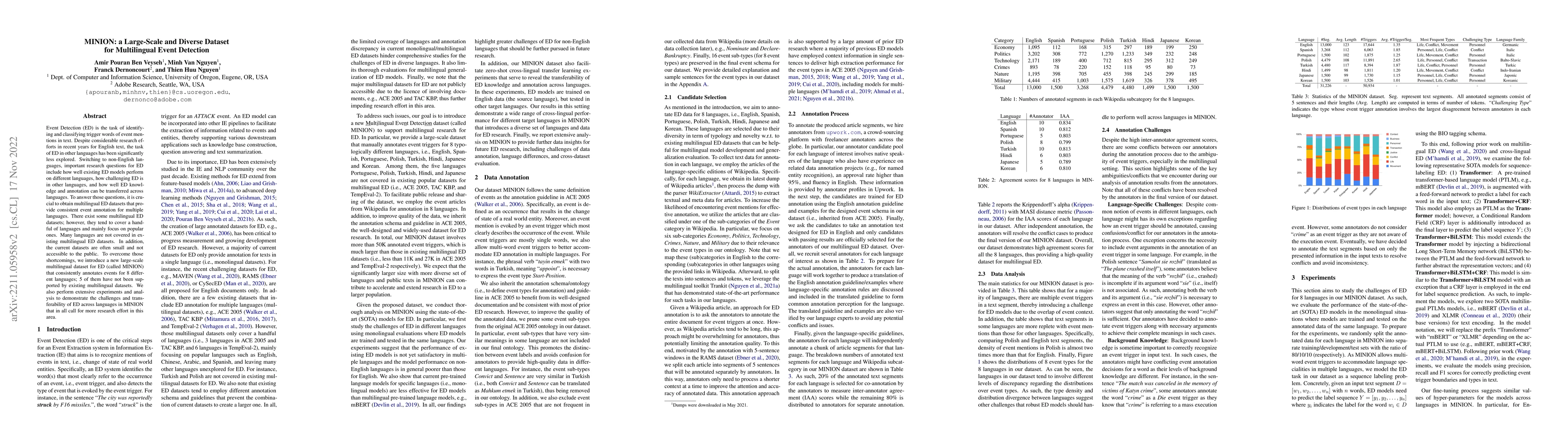 Thumbnail for MINION: a Large-Scale and Diverse Dataset for Multilingual Event
  Detection