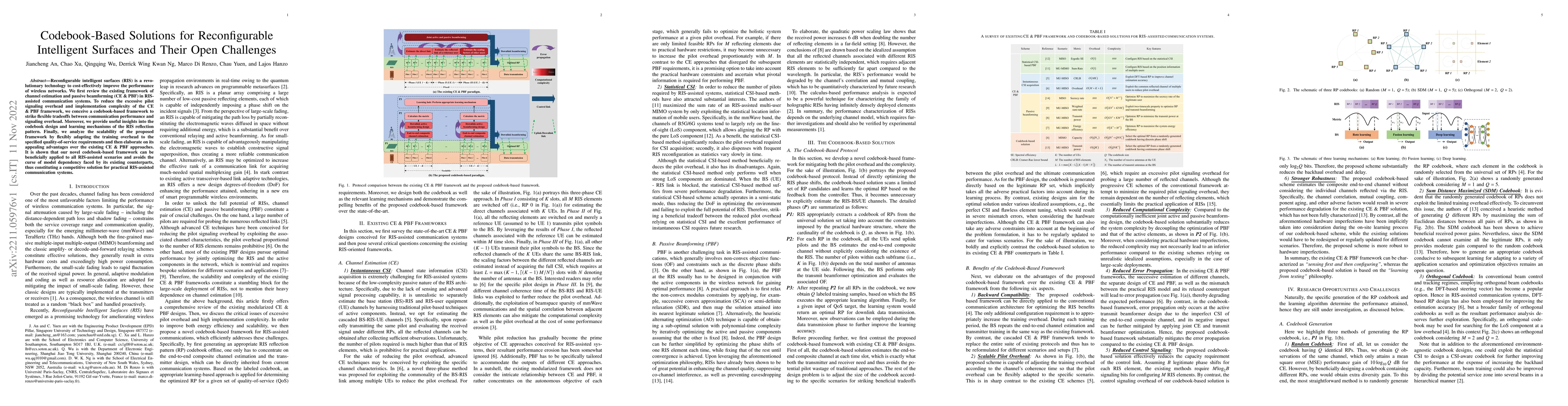 Thumbnail for Codebook-Based Solutions for Reconfigurable Intelligent Surfaces and
  Their Open Challenges