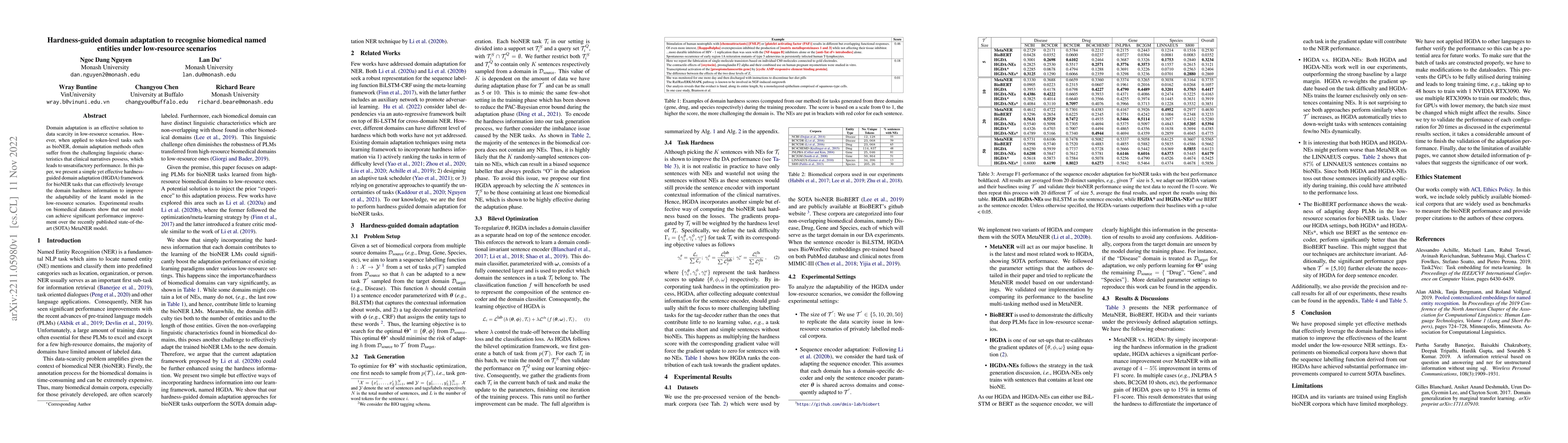 Thumbnail for Hardness-guided domain adaptation to recognise biomedical named entities
  under low-resource scenarios