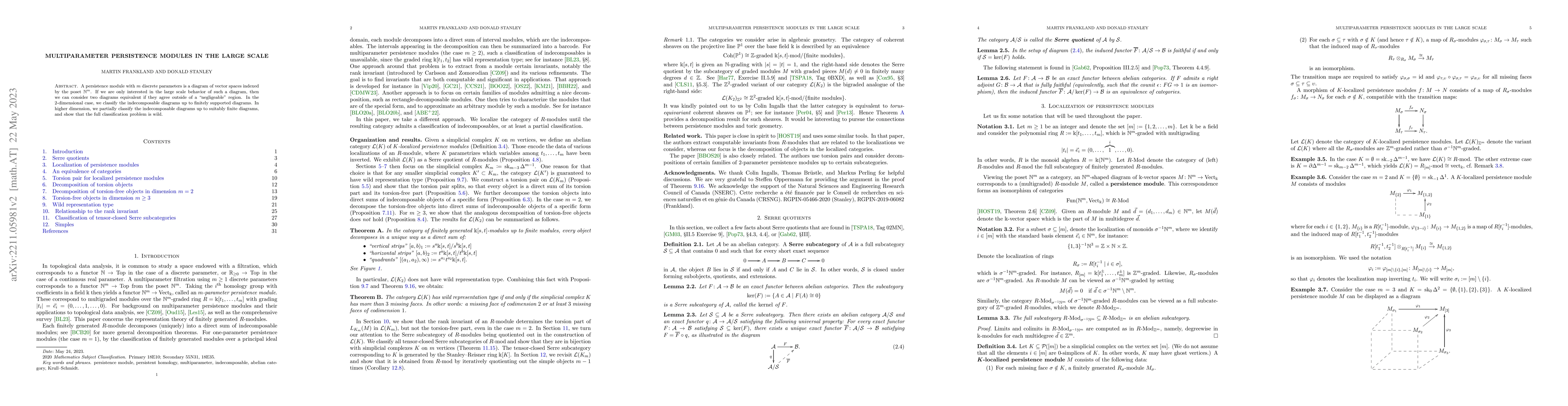 Thumbnail for Multiparameter persistence modules in the large scale