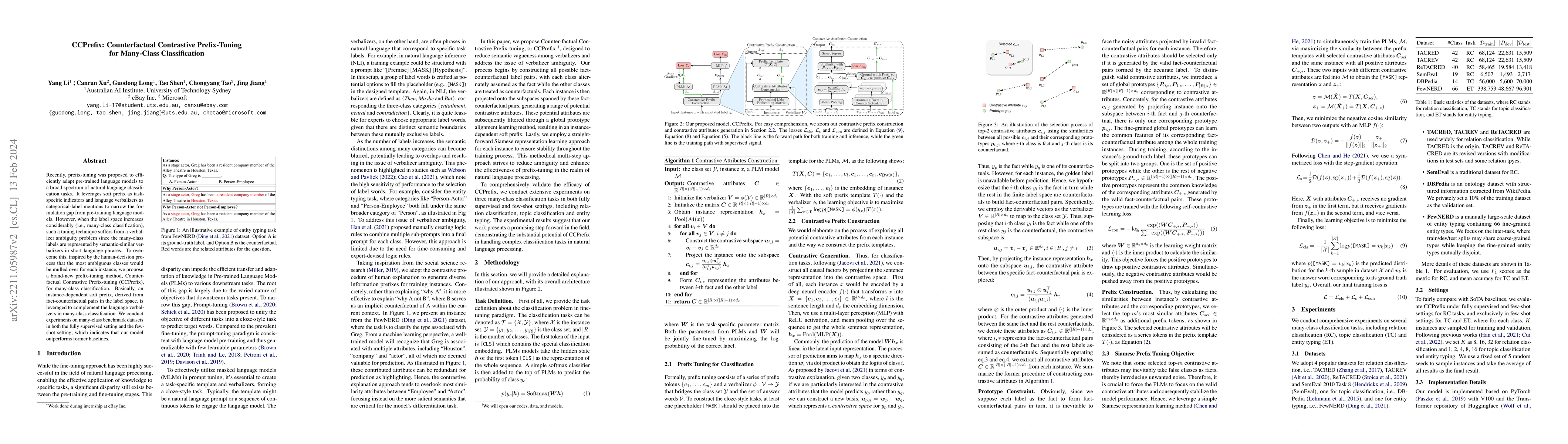 Thumbnail for CCPrefix: Counterfactual Contrastive Prefix-Tuning for Many-Class
  Classification