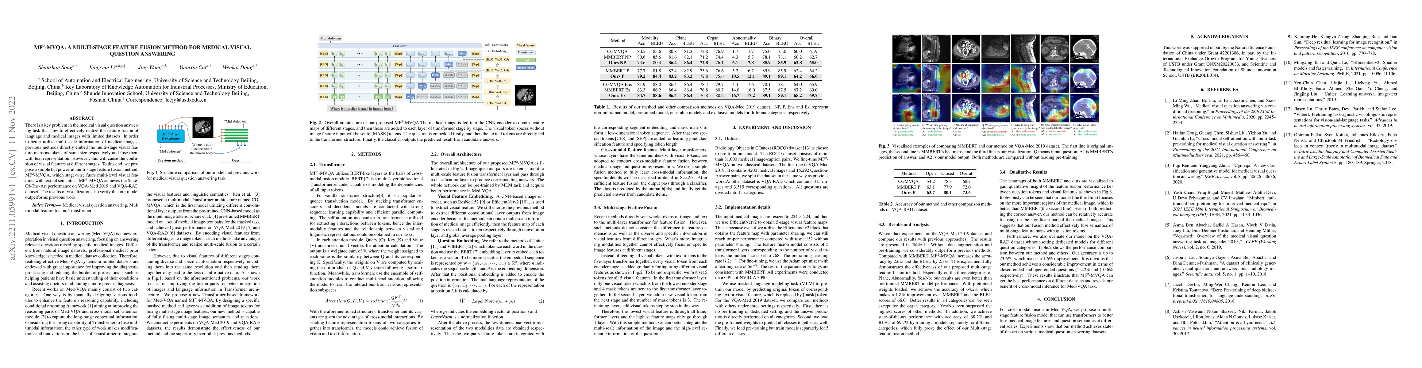 Thumbnail for MF2-MVQA: A Multi-stage Feature Fusion method for Medical Visual
  Question Answering
