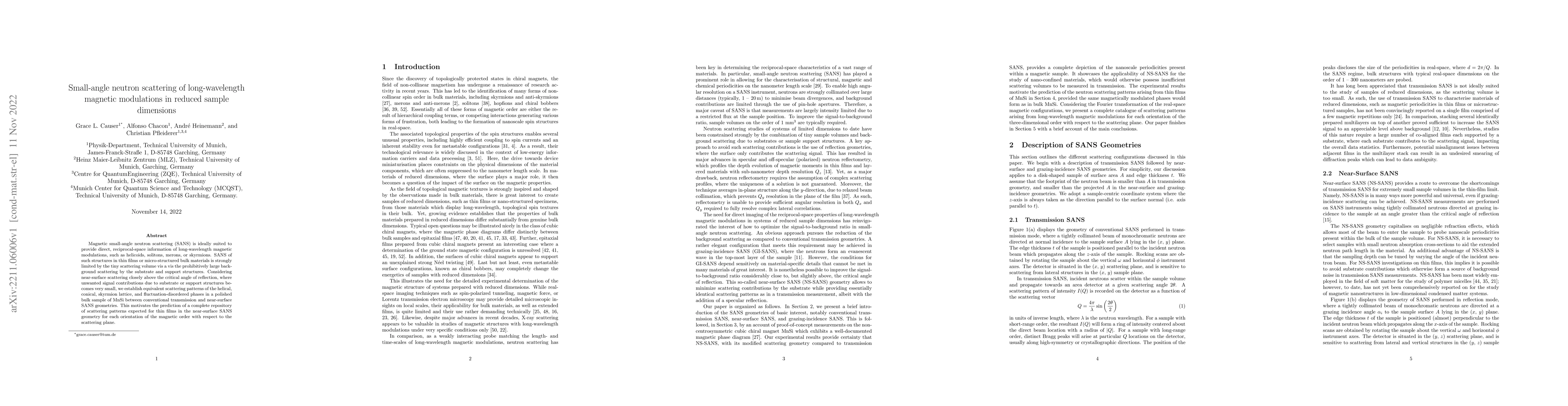 Thumbnail for Small-angle neutron scattering of long-wavelength magnetic modulations
  in reduced sample dimensions