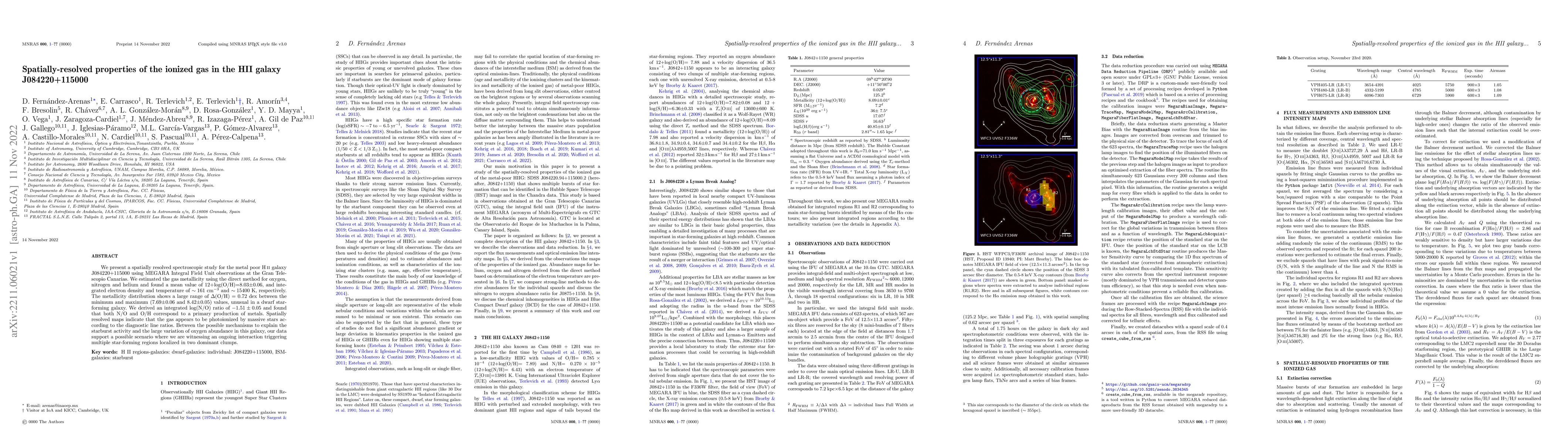 Thumbnail for Spatially-resolved properties of the ionized gas in the HII galaxy
  J084220+115000