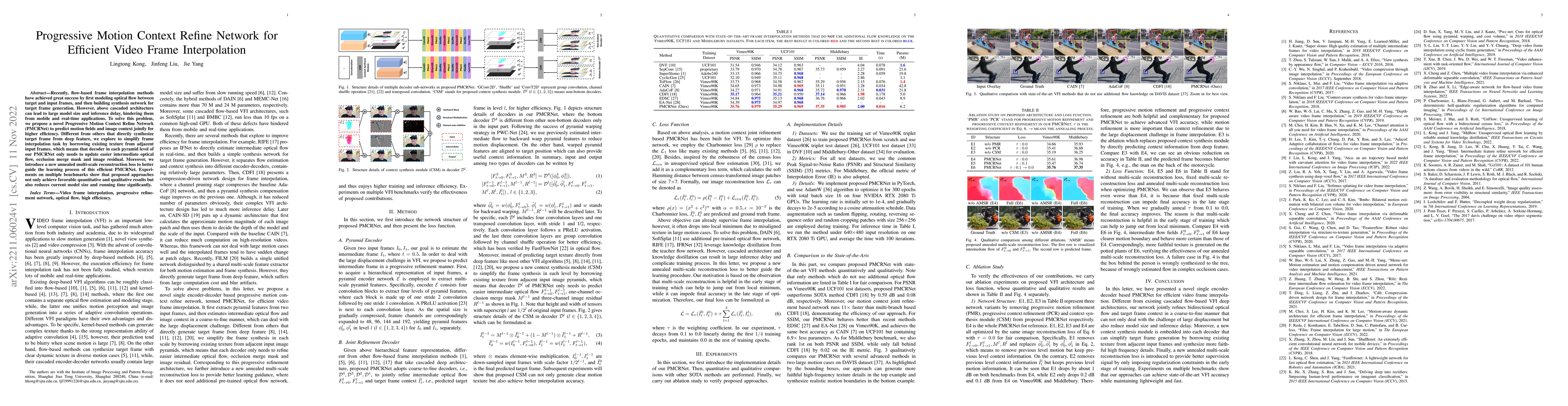 Thumbnail for Progressive Motion Context Refine Network for Efficient Video Frame
  Interpolation