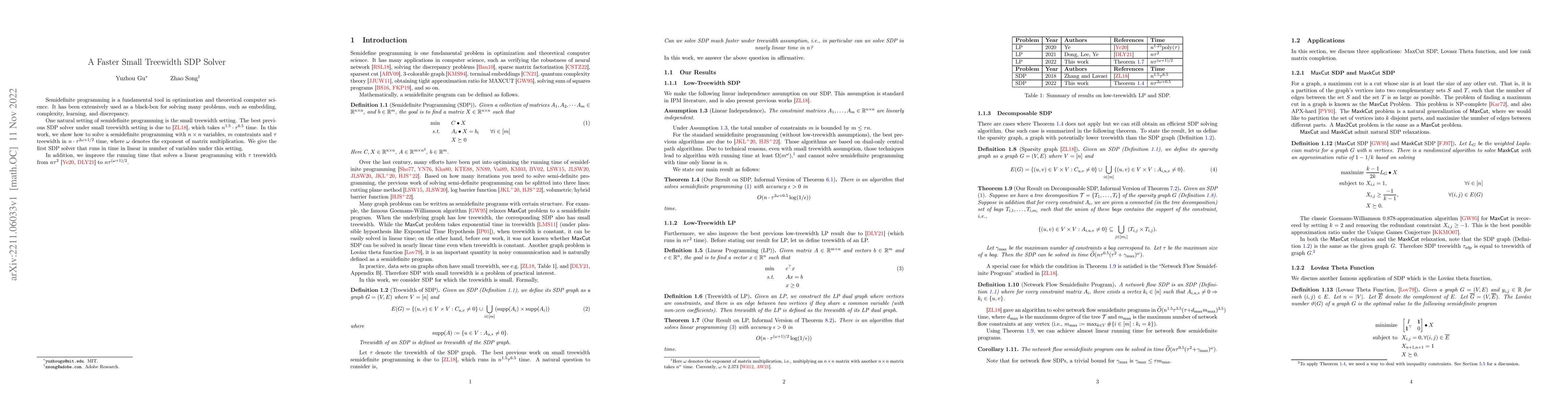 Thumbnail for A Faster Small Treewidth SDP Solver