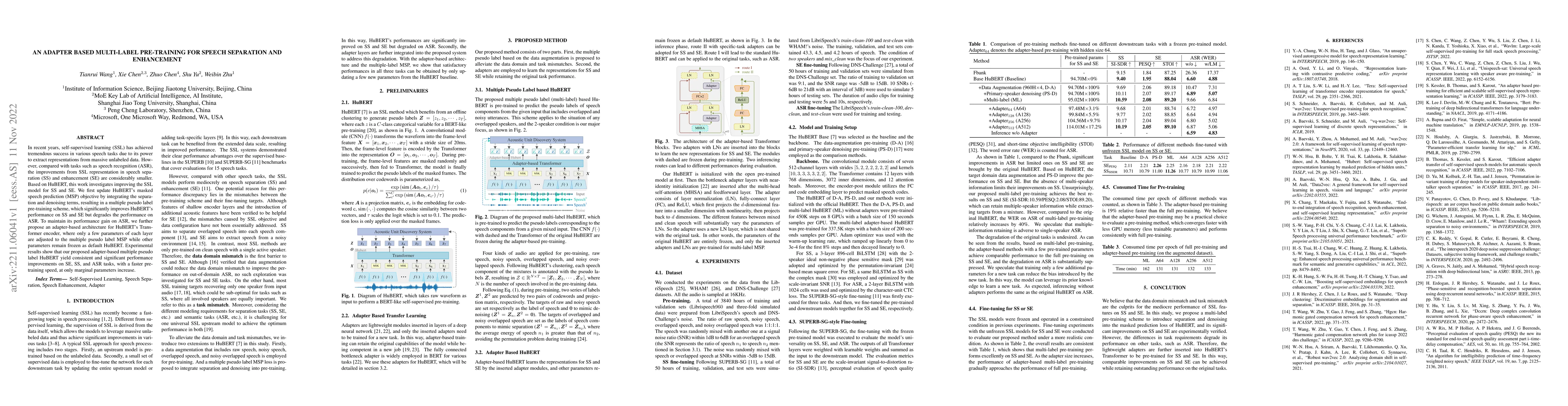 Thumbnail for An Adapter based Multi-label Pre-training for Speech Separation and
  Enhancement