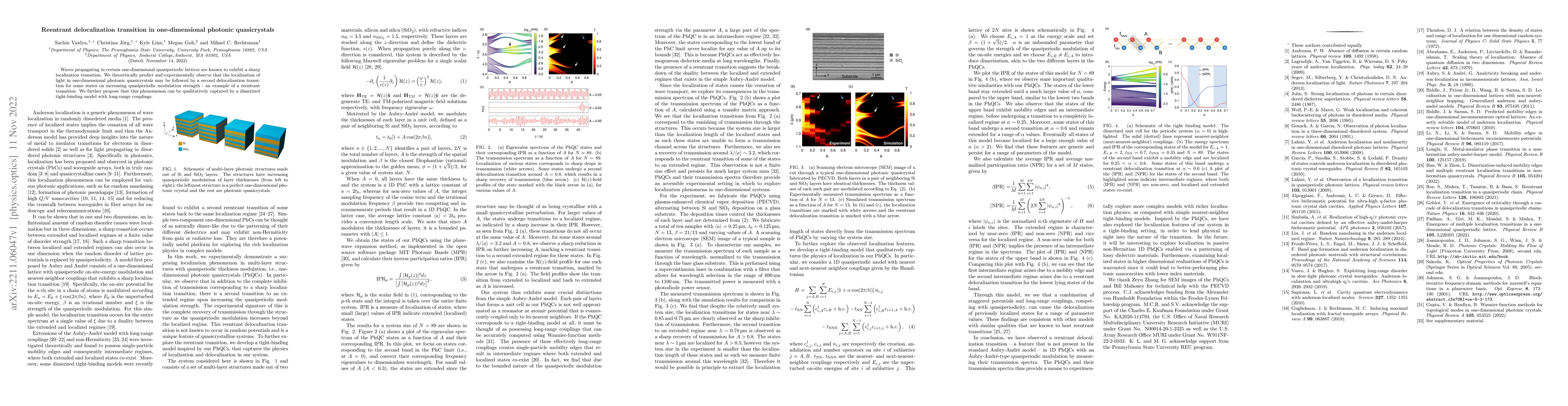 Thumbnail for Reentrant delocalization transition in one-dimensional photonic
  quasicrystals