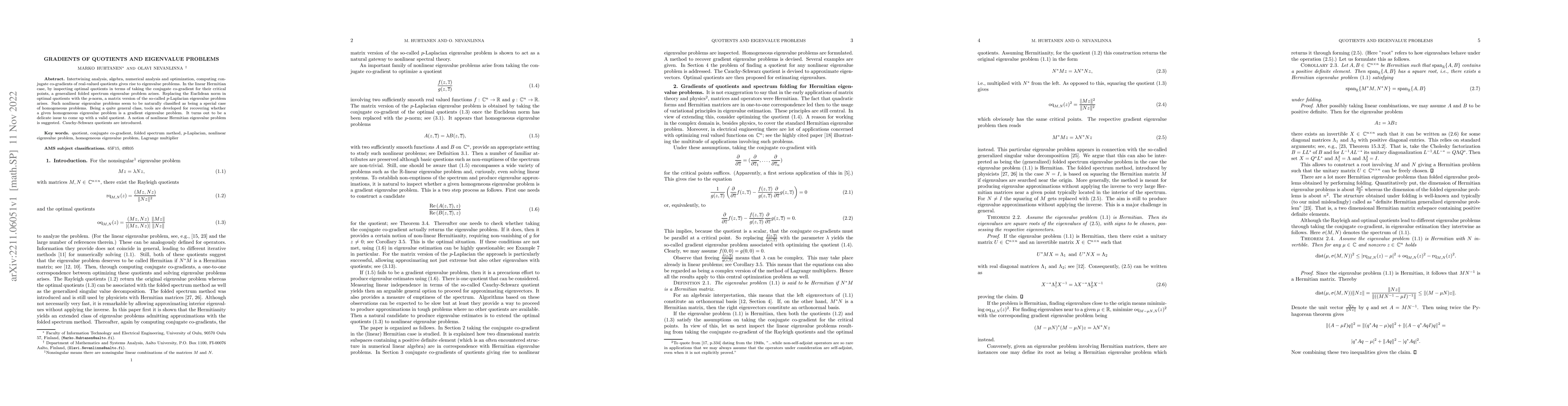 Thumbnail for Gradients of Quotients and Eigenvalue Problems