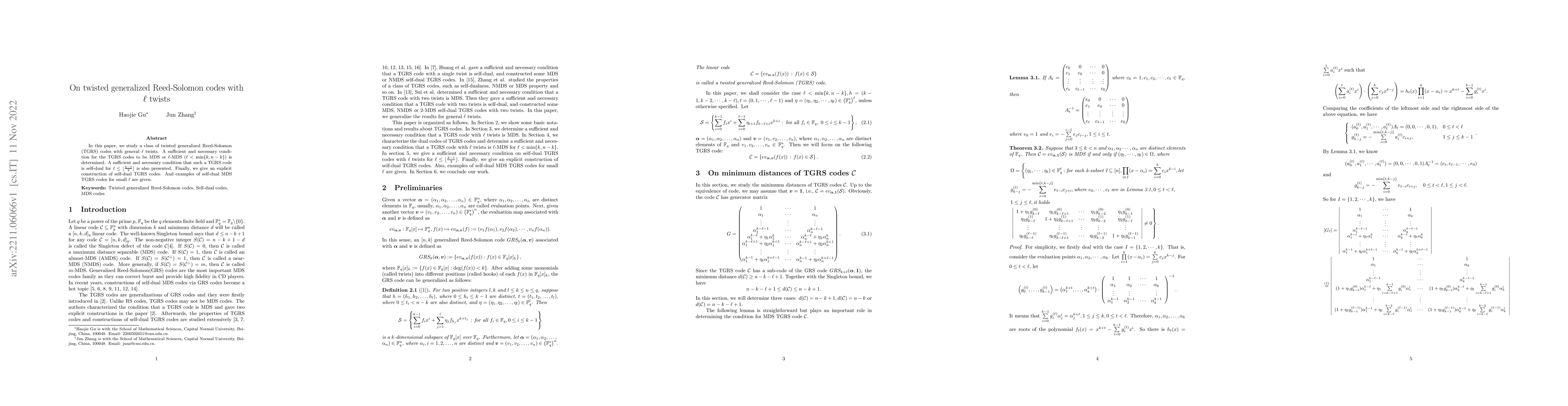 Thumbnail for On twisted generalized Reed-Solomon codes with l twists