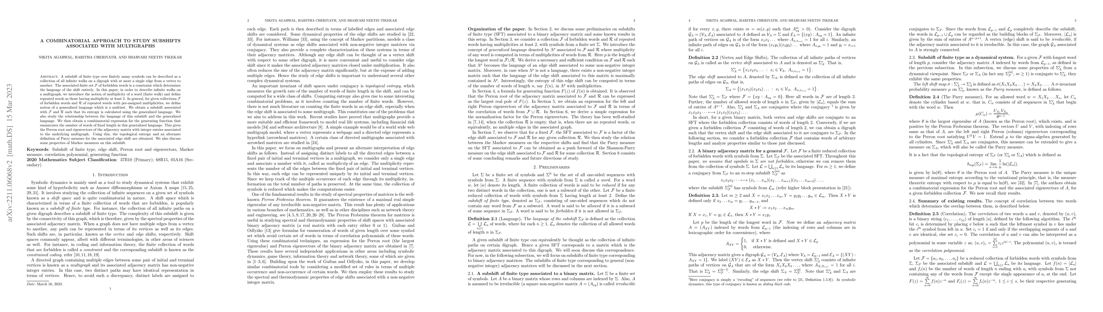Thumbnail for A combinatorial approach to study subshifts associated with multigraphs