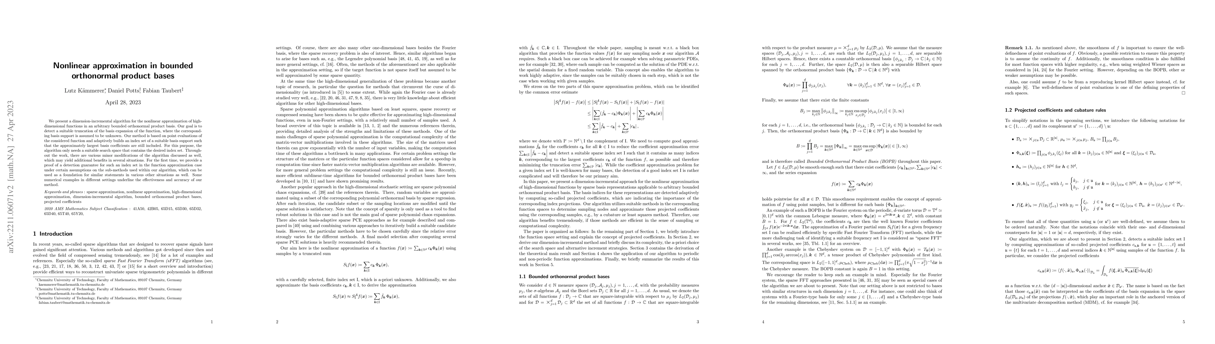 Thumbnail for Nonlinear approximation in bounded orthonormal product bases