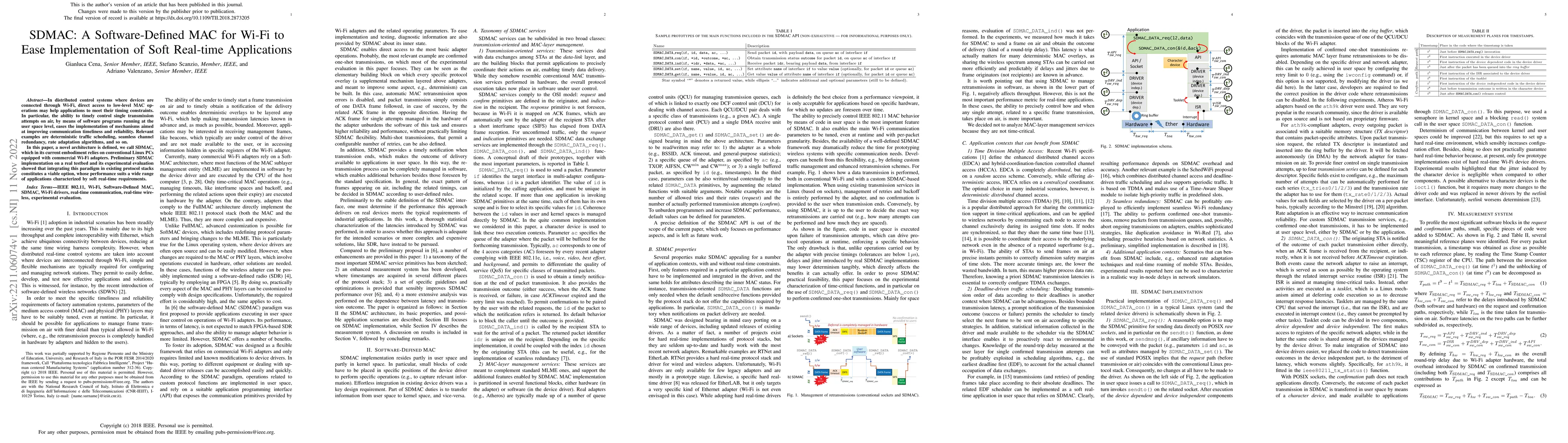 Thumbnail for SDMAC: A Software-Defined MAC for Wi-Fi to Ease Implementation of Soft
  Real-time Applications