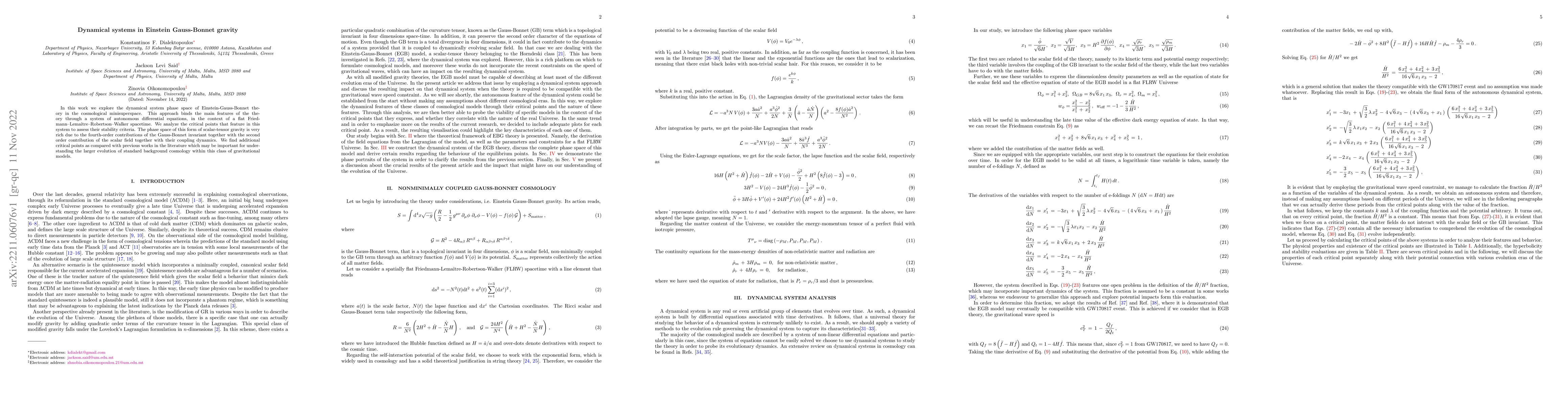Thumbnail for Dynamical systems in Einstein Gauss-Bonnet gravity