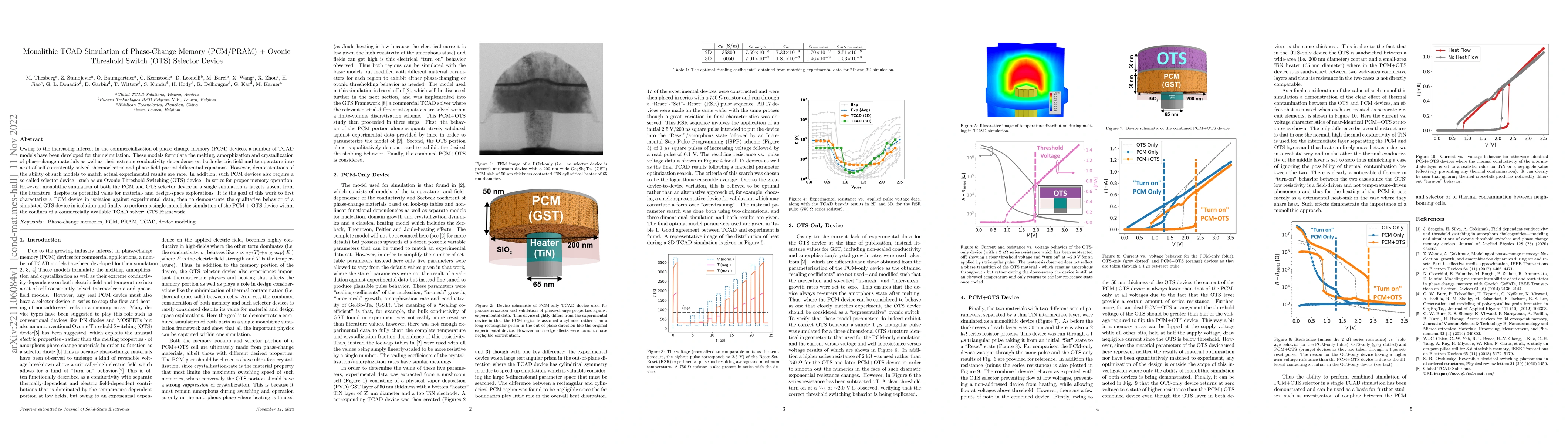 Thumbnail for Monolithic TCAD Simulation of Phase-Change Memory (PCM/PRAM) + Ovonic
  Threshold Switch (OTS) Selector Device