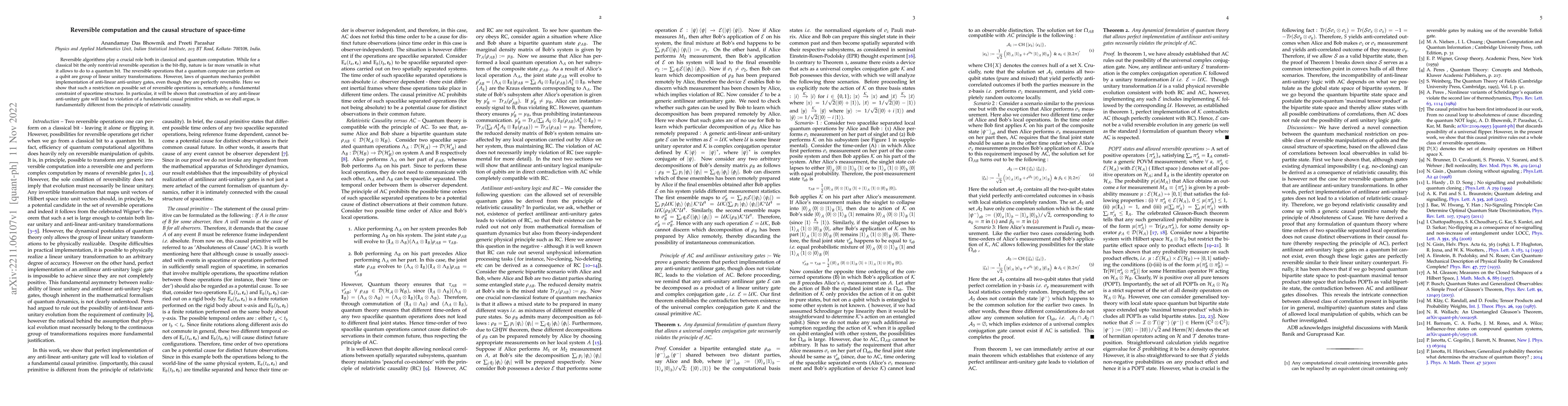 Thumbnail for Reversible computation and the causal structure of space-time