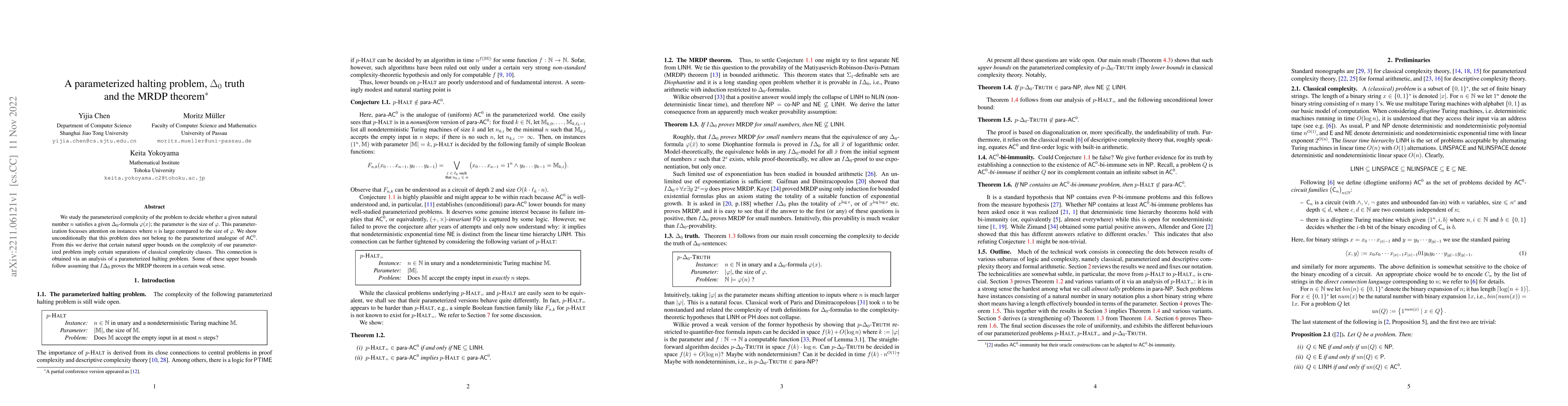 Thumbnail for A parameterized halting problem, $\Delta_0$ truth and the MRDP theorem