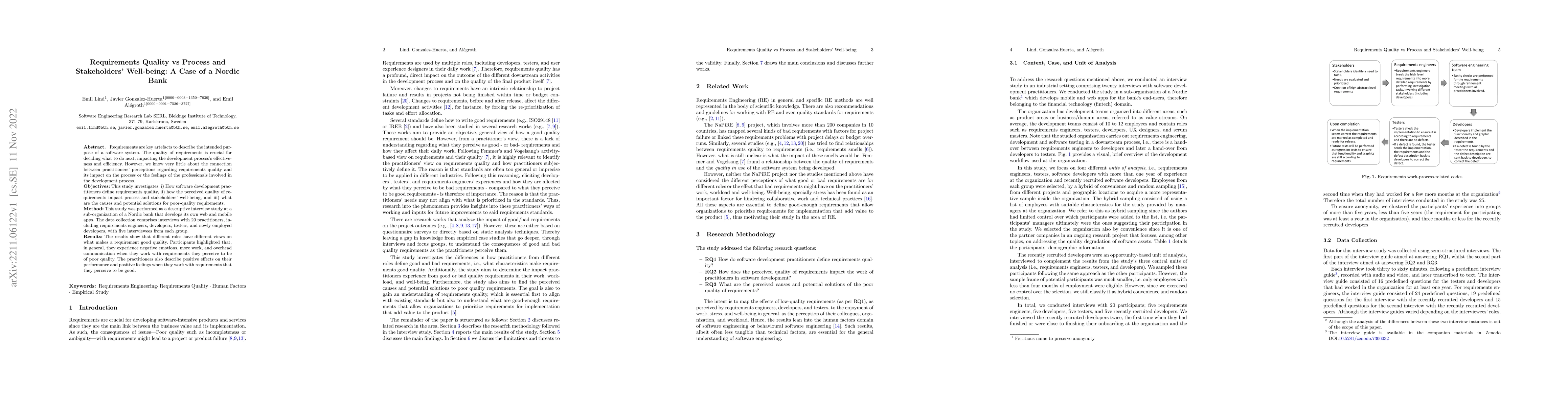 Thumbnail for Requirements Quality vs Process and Stakeholders' Well-being: A Case of
  a Nordic Bank