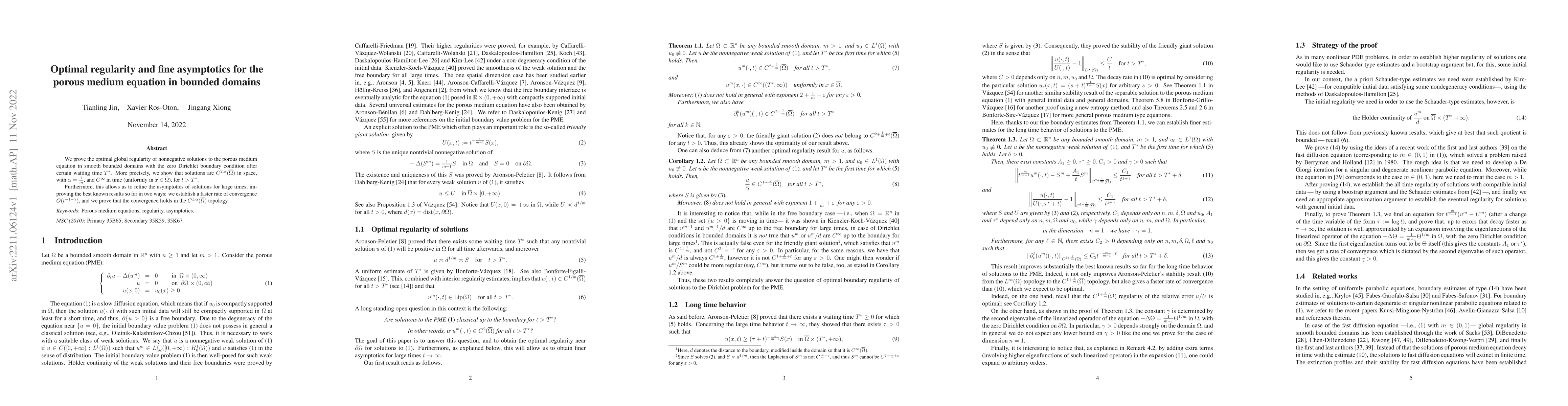 Thumbnail for Optimal regularity and fine asymptotics for the porous medium equation
  in bounded domains