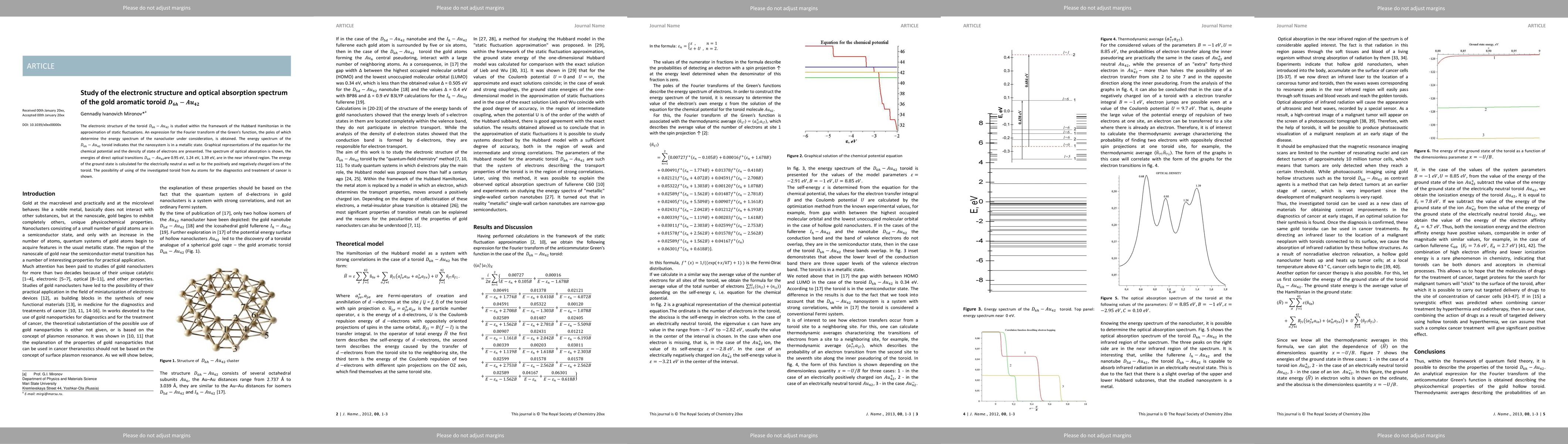 Thumbnail for Study of the electronic structure and optical absorption spectrum of the
  gold aromatic toroid D$_{6h}$-Au$_{42}$
