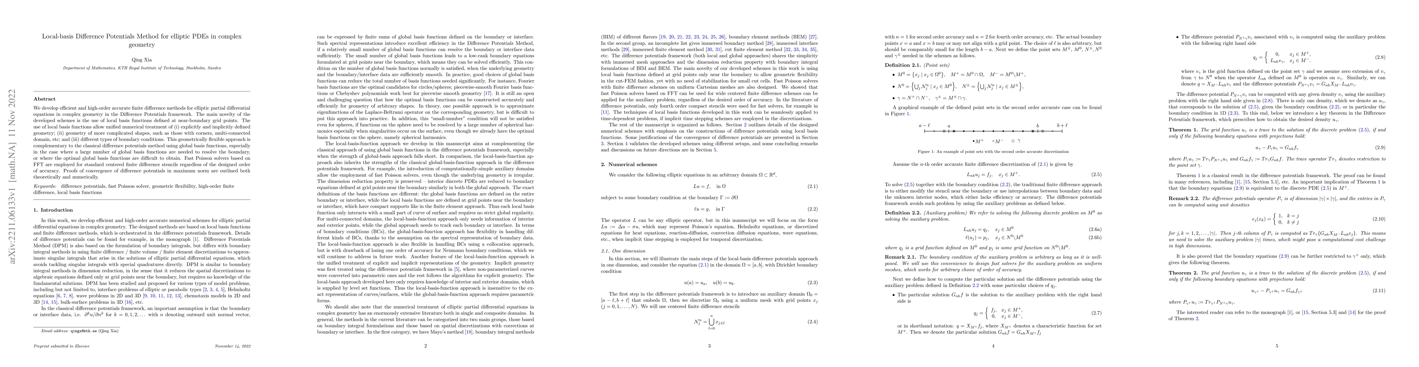 Thumbnail for Local-basis Difference Potentials Method for elliptic PDEs in complex
  geometry