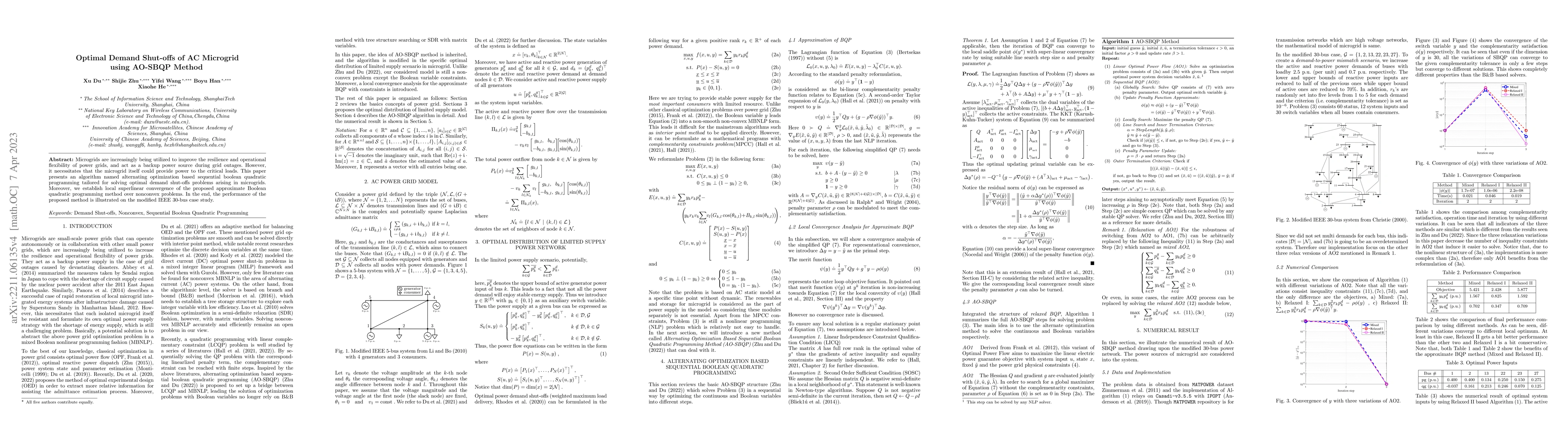 Thumbnail for Optimal Demand Shut-offs of AC Microgrid using AO-SBQP Method