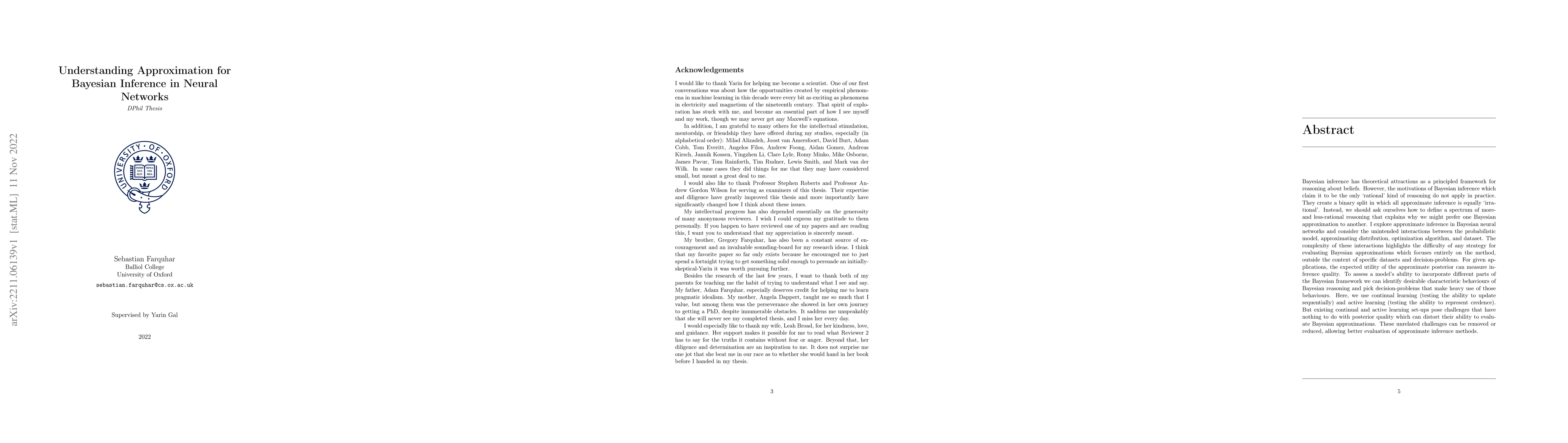 Thumbnail for Understanding Approximation for Bayesian Inference in Neural Networks
