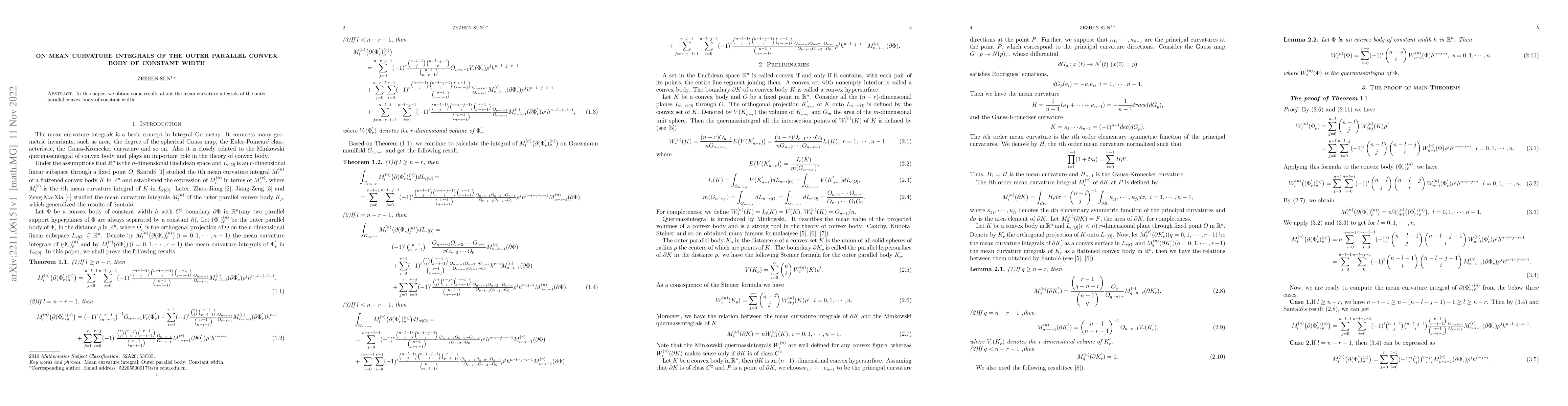 Thumbnail for On mean curvature integrals of the outer parallel convex body of
  constant width