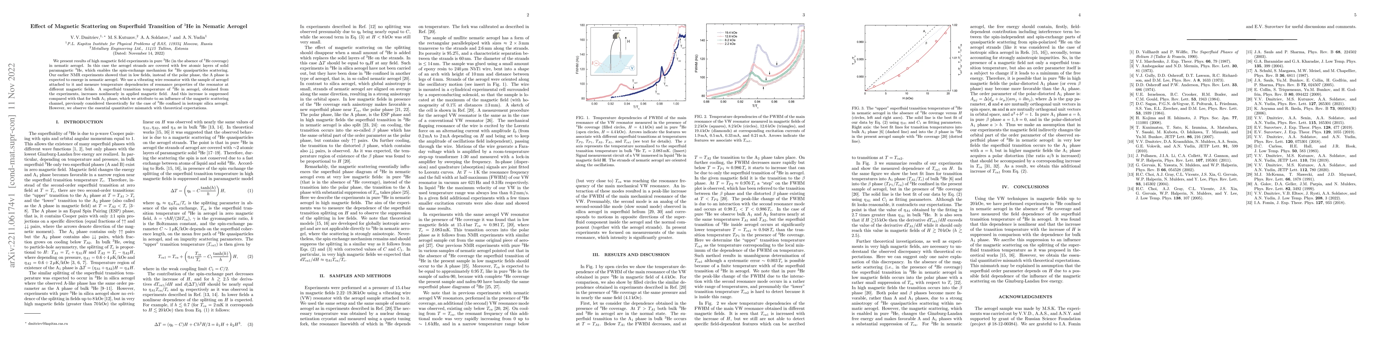 Thumbnail for Effect of Magnetic Scattering on Superfluid Transition of 3He in Nematic
  Aerogel