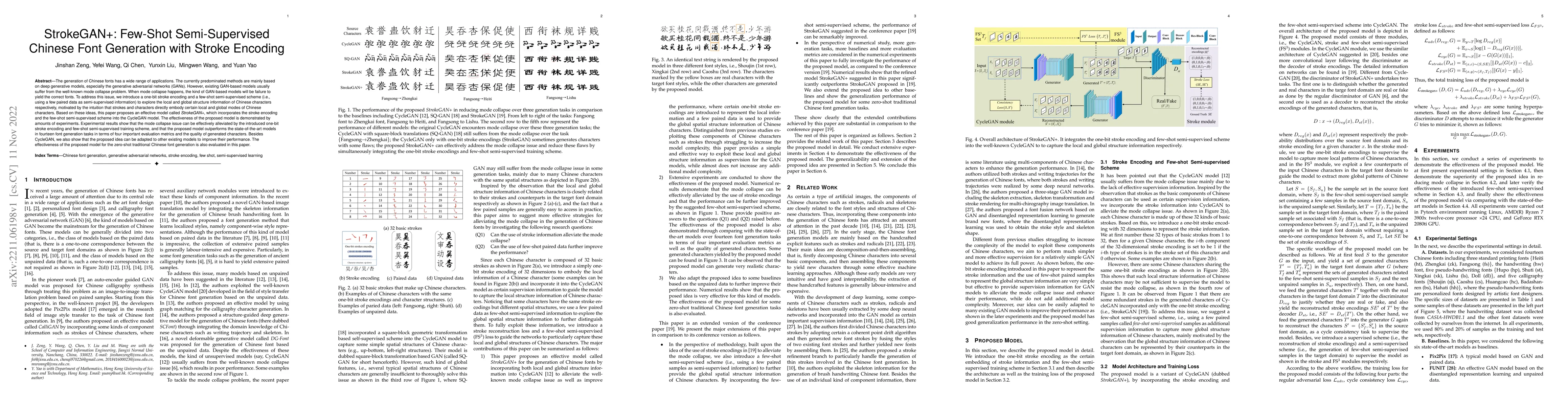 Thumbnail for StrokeGAN+: Few-Shot Semi-Supervised Chinese Font Generation with Stroke
  Encoding