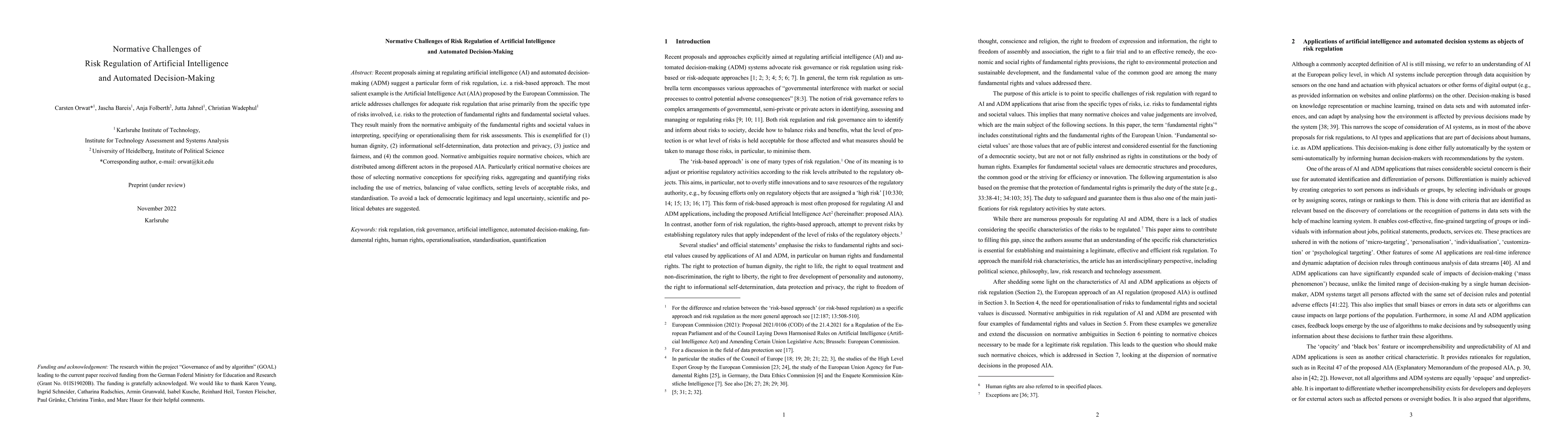 Thumbnail for Normative Challenges of Risk Regulation of Artificial Intelligence and
  Automated Decision-Making